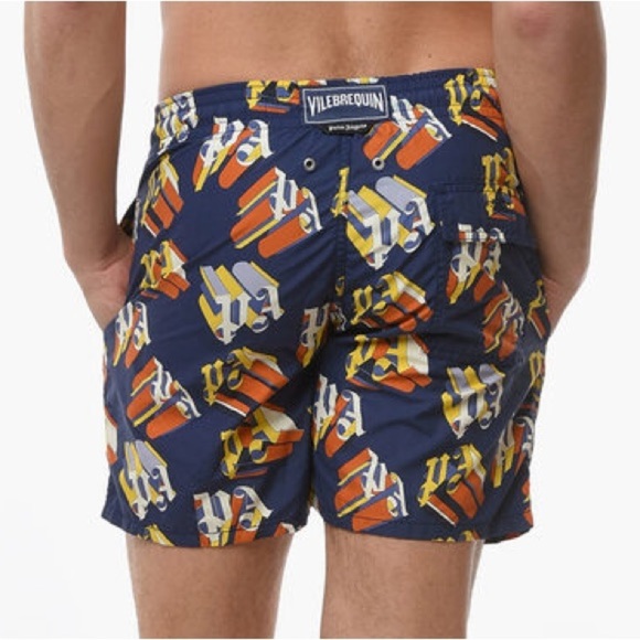 PALM ANGELS X VILBREQUIN MONOGRAMMED LOGO SWIM SHORTS SIZE S - Picture 4 of 15